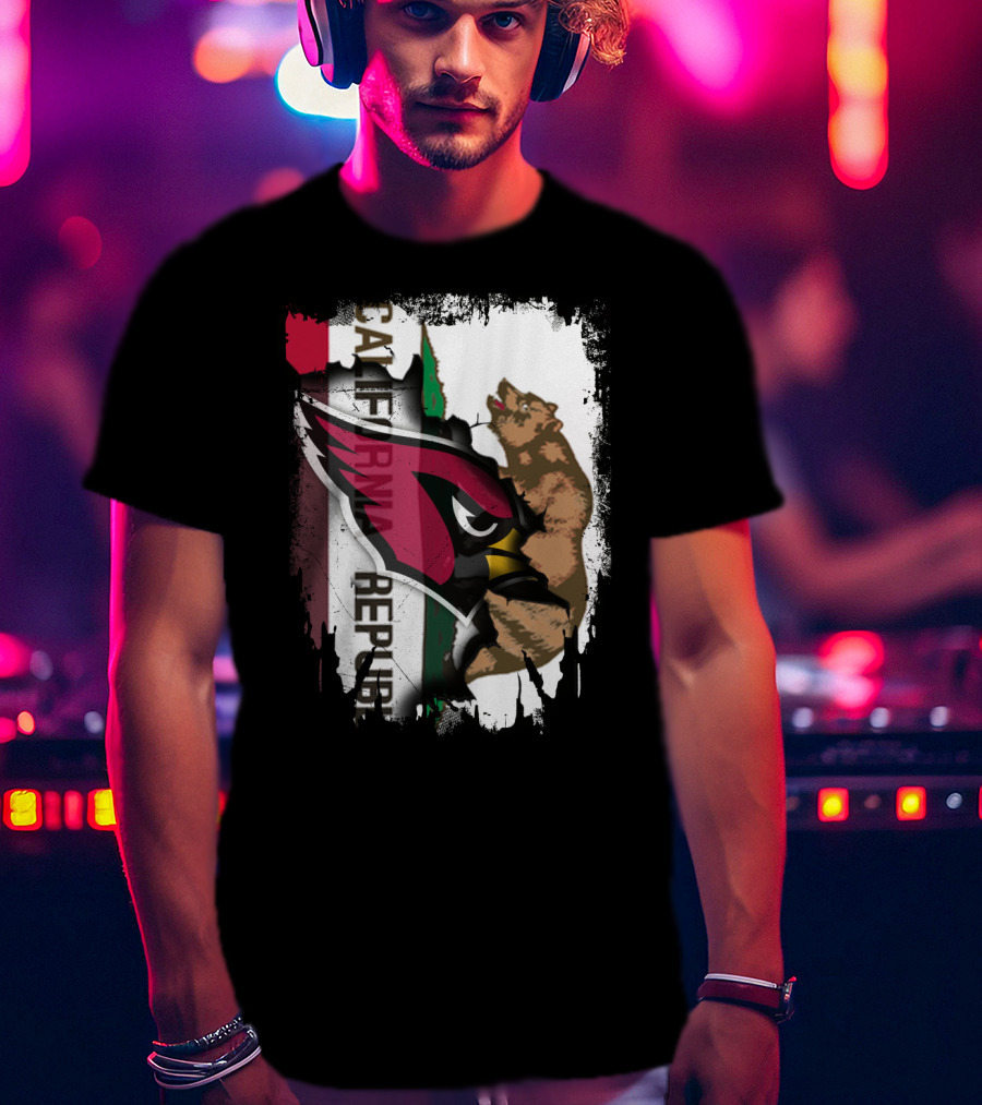 California Republic With Cardinals Logo And Bear T-Shirt