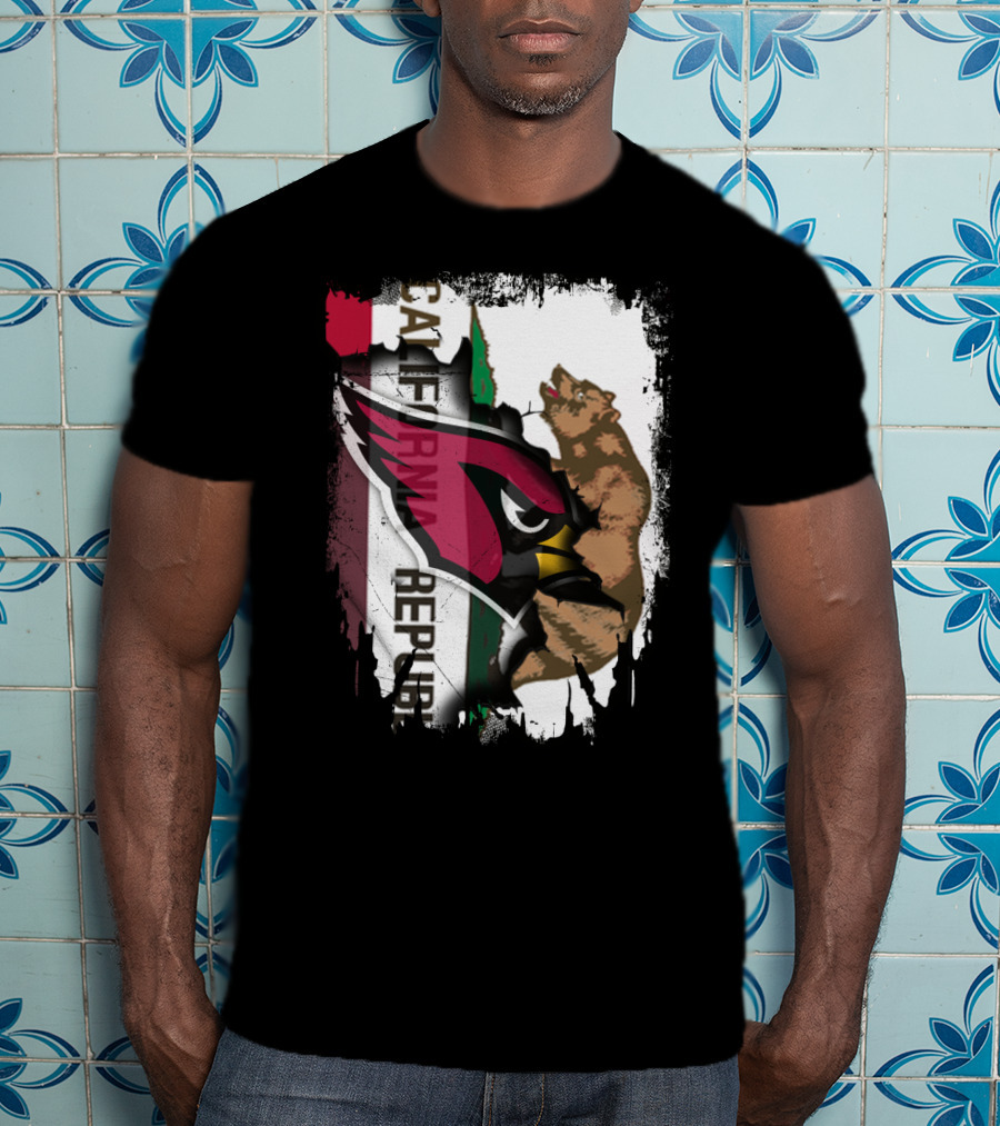 California Republic With Cardinals Logo And Bear T-Shirt