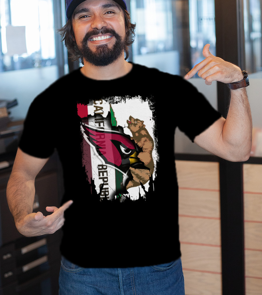 California Republic With Cardinals Logo And Bear T-Shirt