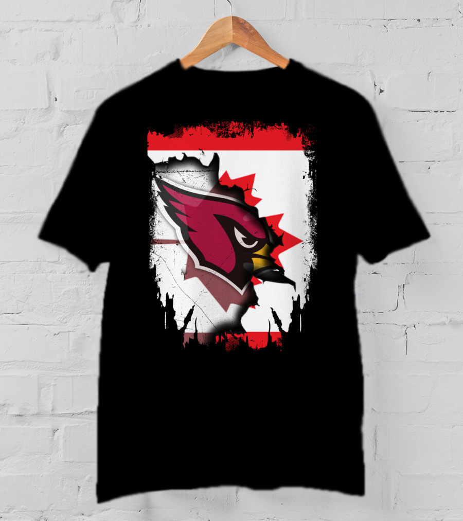 Canada Flag Background With Arizona Cardinals T-Shirt