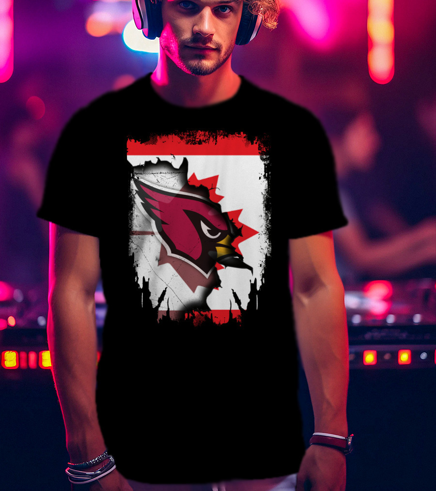 Canada Flag Background With Arizona Cardinals T-Shirt