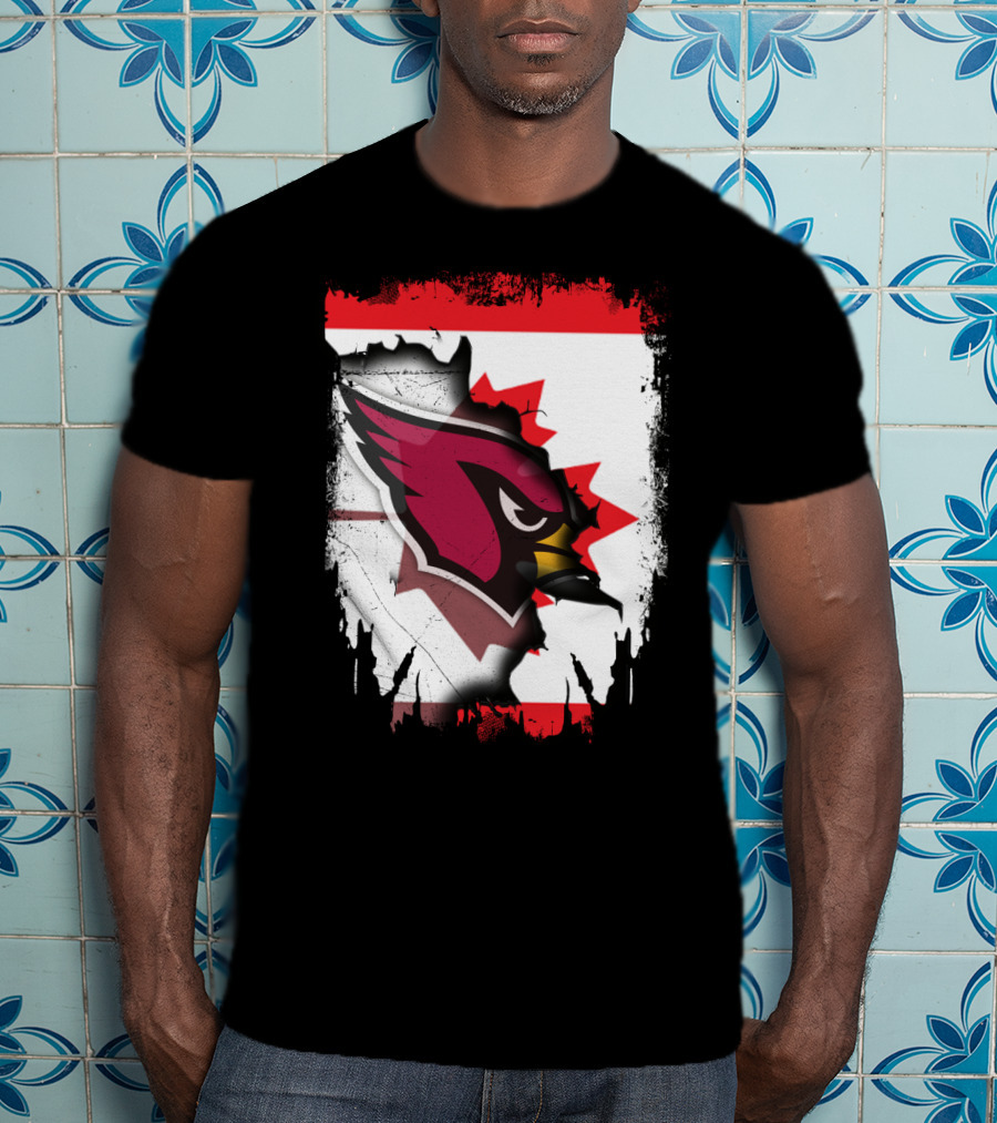 Canada Flag Background With Arizona Cardinals T-Shirt
