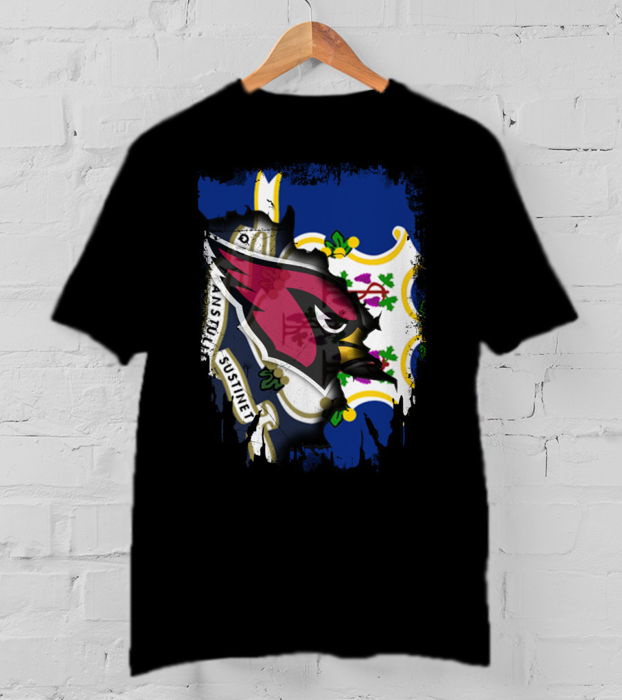Connecticut State Flag With Cardinals Logo E Pluribus Unum Together T-Shirt