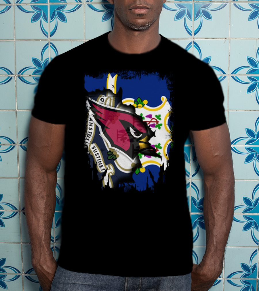Connecticut State Flag With Cardinals Logo E Pluribus Unum Together T-Shirt