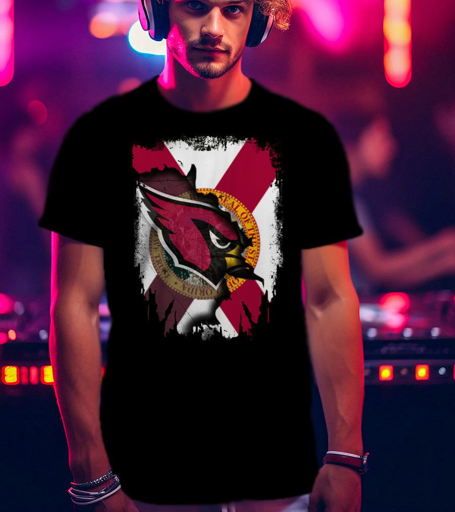 Florida State Flag With Cardinals Logo Fusion T-Shirt