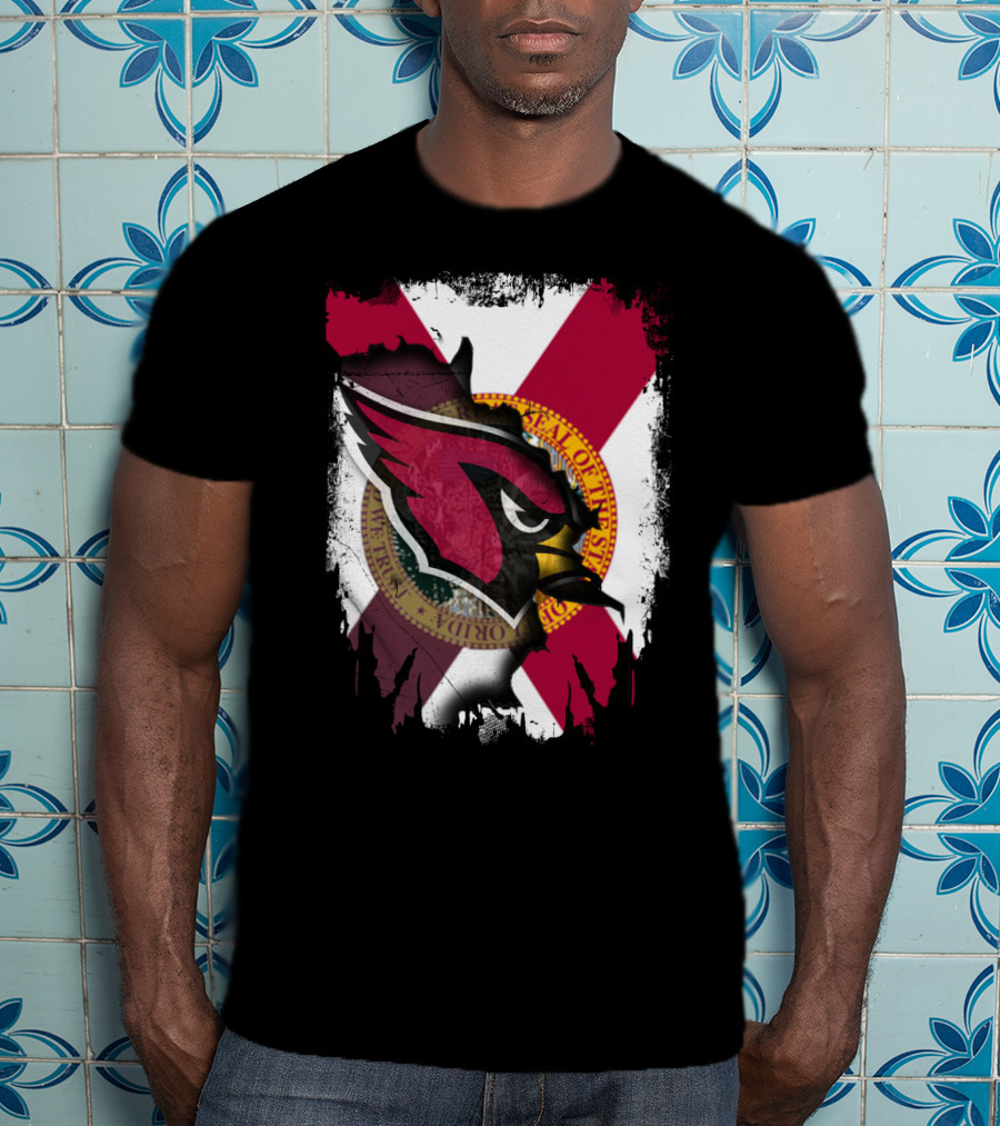 Florida State Flag With Cardinals Logo Fusion T-Shirt