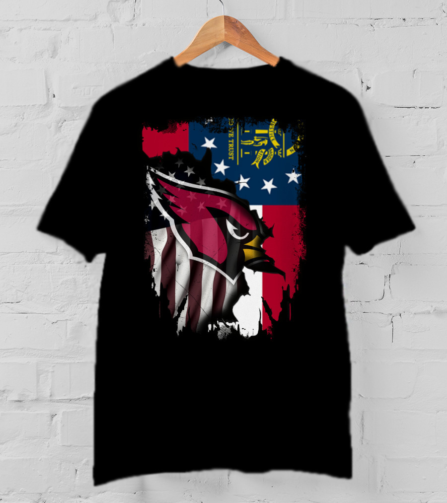 Georgia State Flag With Cardinals Logo Integration T-Shirt