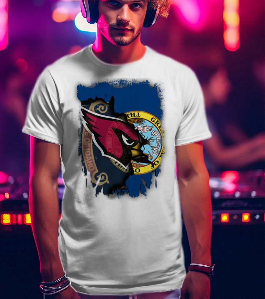 Idaho State Pride With Cardinals Football Emblem Fusion T-Shirt
