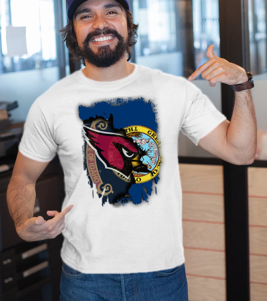 Idaho State Pride With Cardinals Football Emblem Fusion T-Shirt