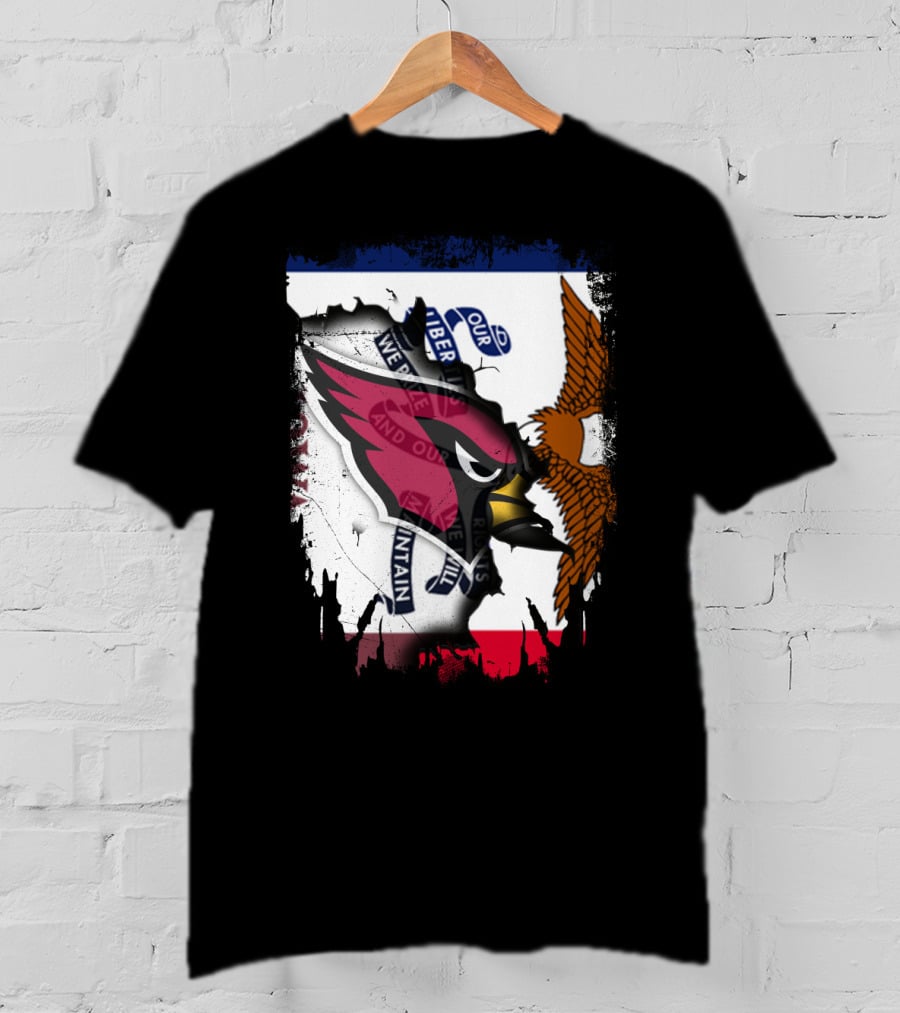 Together Iowa Flag And Cardinals With Eagle T-Shirt