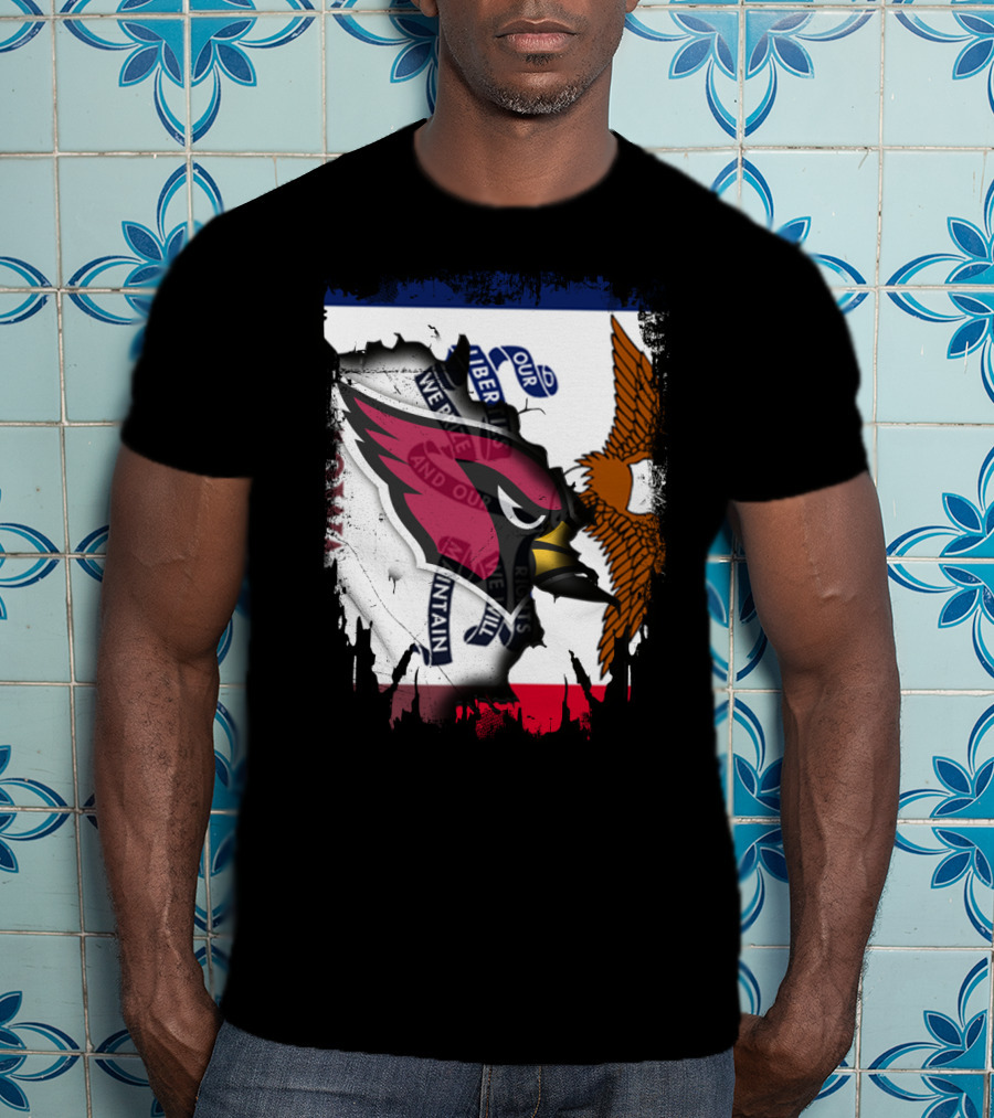 Together Iowa Flag And Cardinals With Eagle T-Shirt