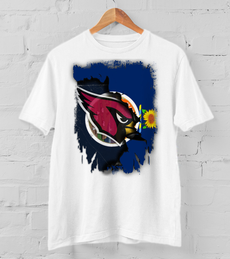 Kansas Flag With Cardinals Logo Integration T-Shirt