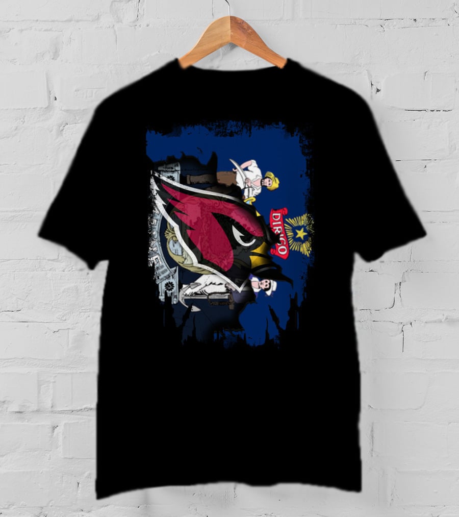 Maine State Flag With Cardinals NFL Team Logo Together T-Shirt