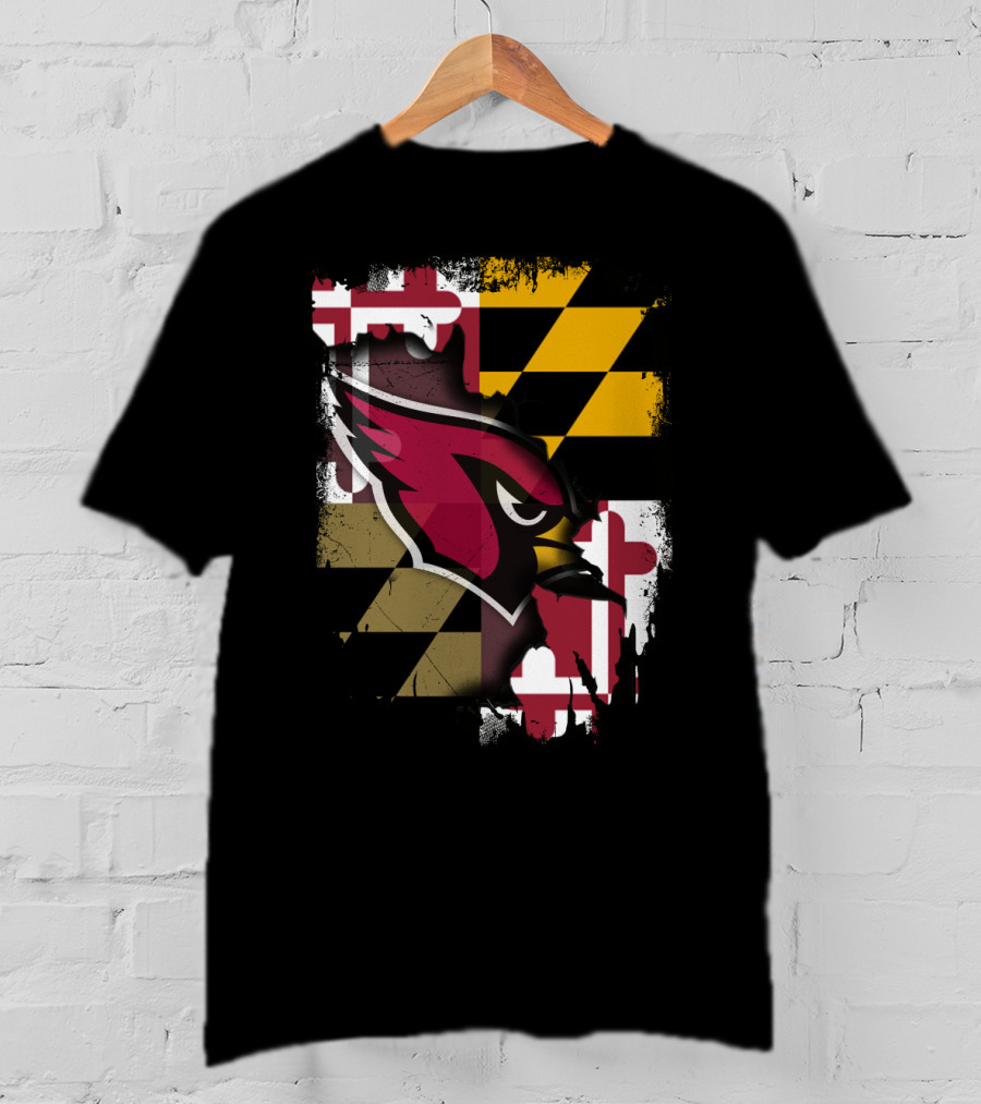 Together Maryland Cardinals With Maryland Flag Background T-Shirt