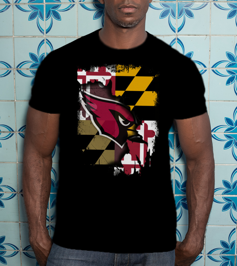 Together Maryland Cardinals With Maryland Flag Background T-Shirt