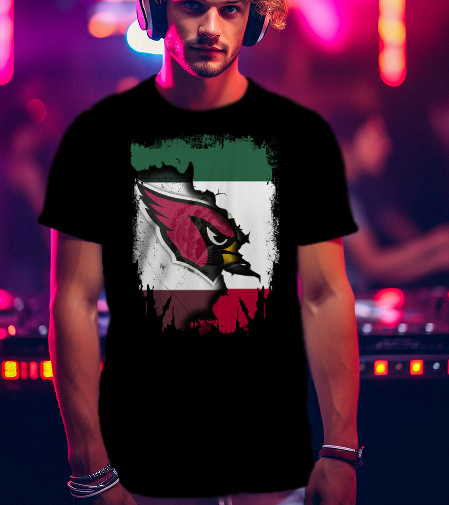Mexico Flag With Cardinals Bird T-Shirt