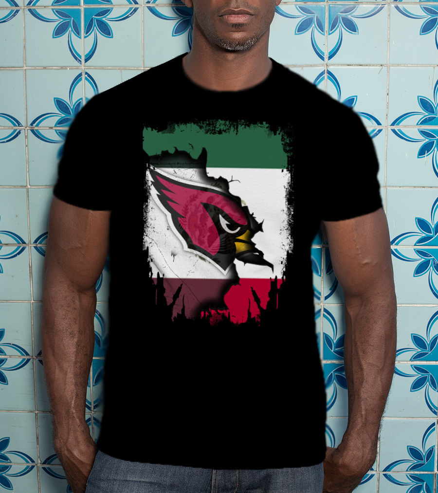 Mexico Flag With Cardinals Bird T-Shirt
