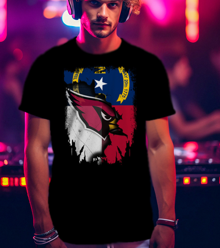 Together North Carolina Cardinal Logo In State Flag Colors T-Shirt