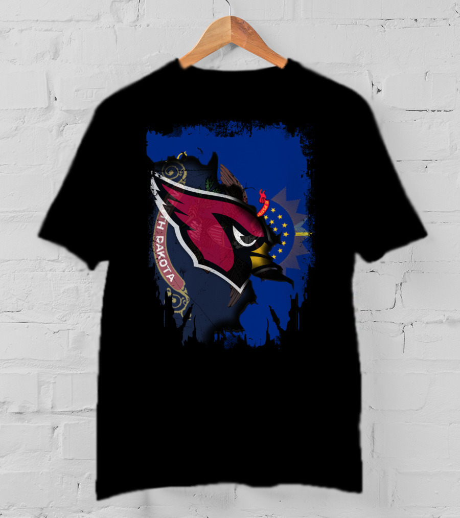 North Dakota Cardinals Mandala With State Flag Elements T-Shirt