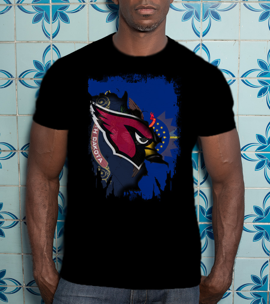 North Dakota Cardinals Mandala With State Flag Elements T-Shirt