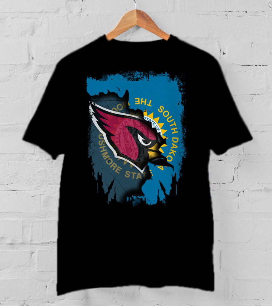 South Dakota State Flag With Cardinals Logo Together T-Shirt