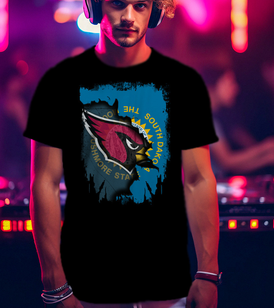 South Dakota State Flag With Cardinals Logo Together T-Shirt