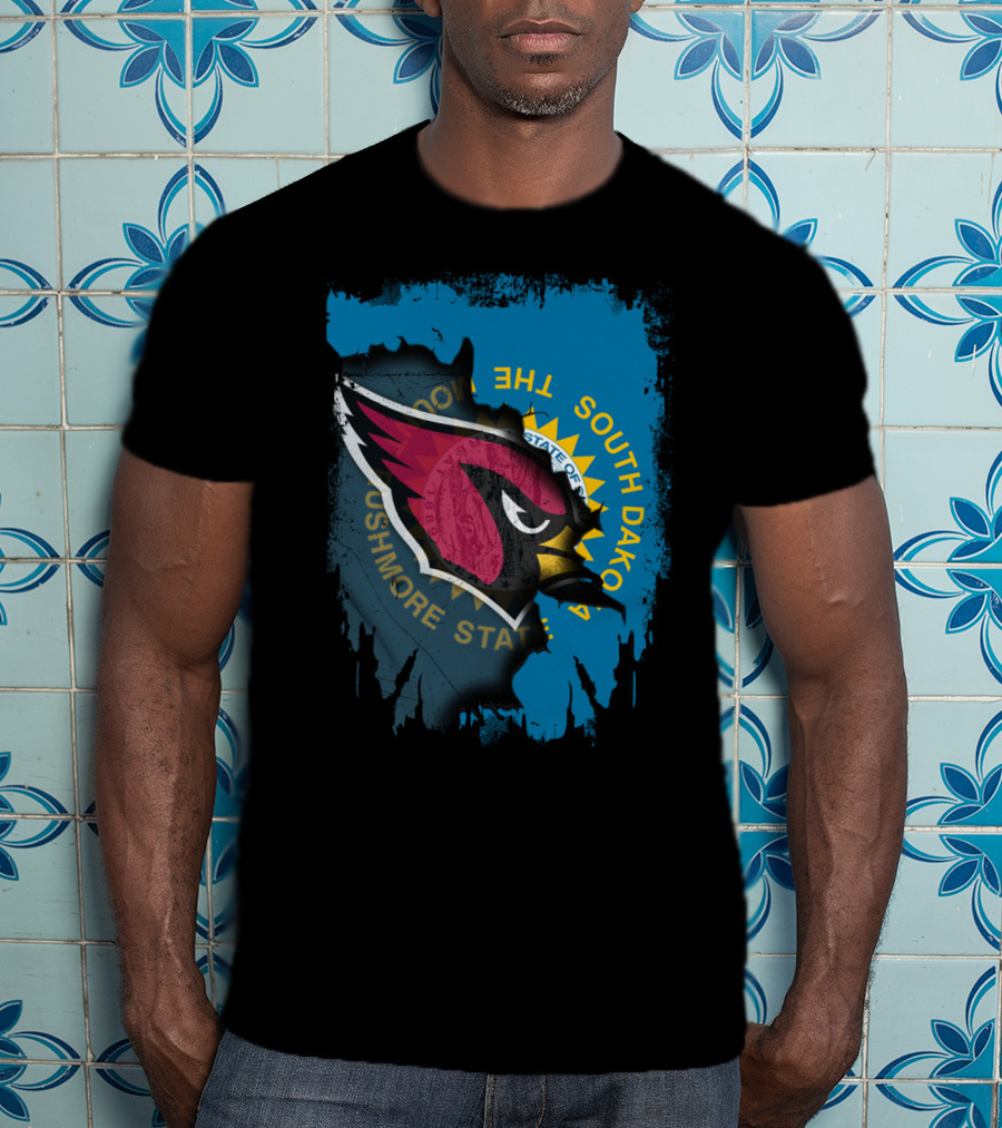 South Dakota State Flag With Cardinals Logo Together T-Shirt