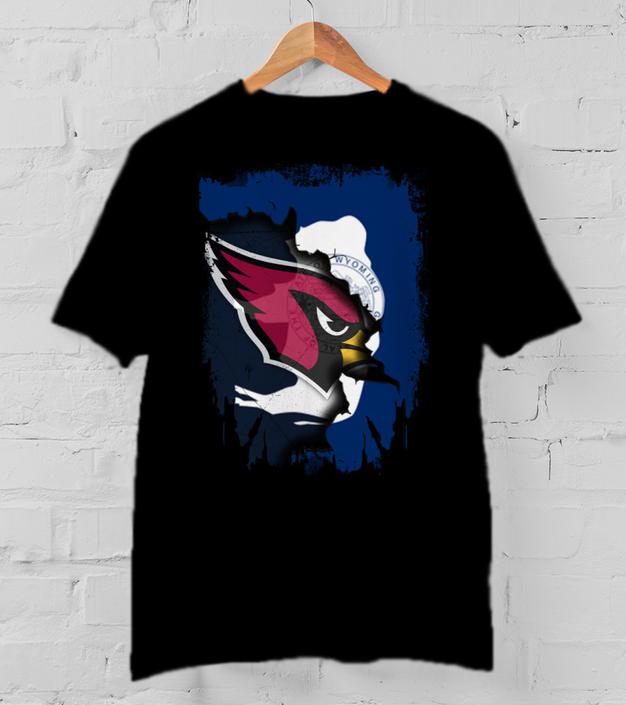 Wyoming State With Cardinals Logo Fusion T-Shirt