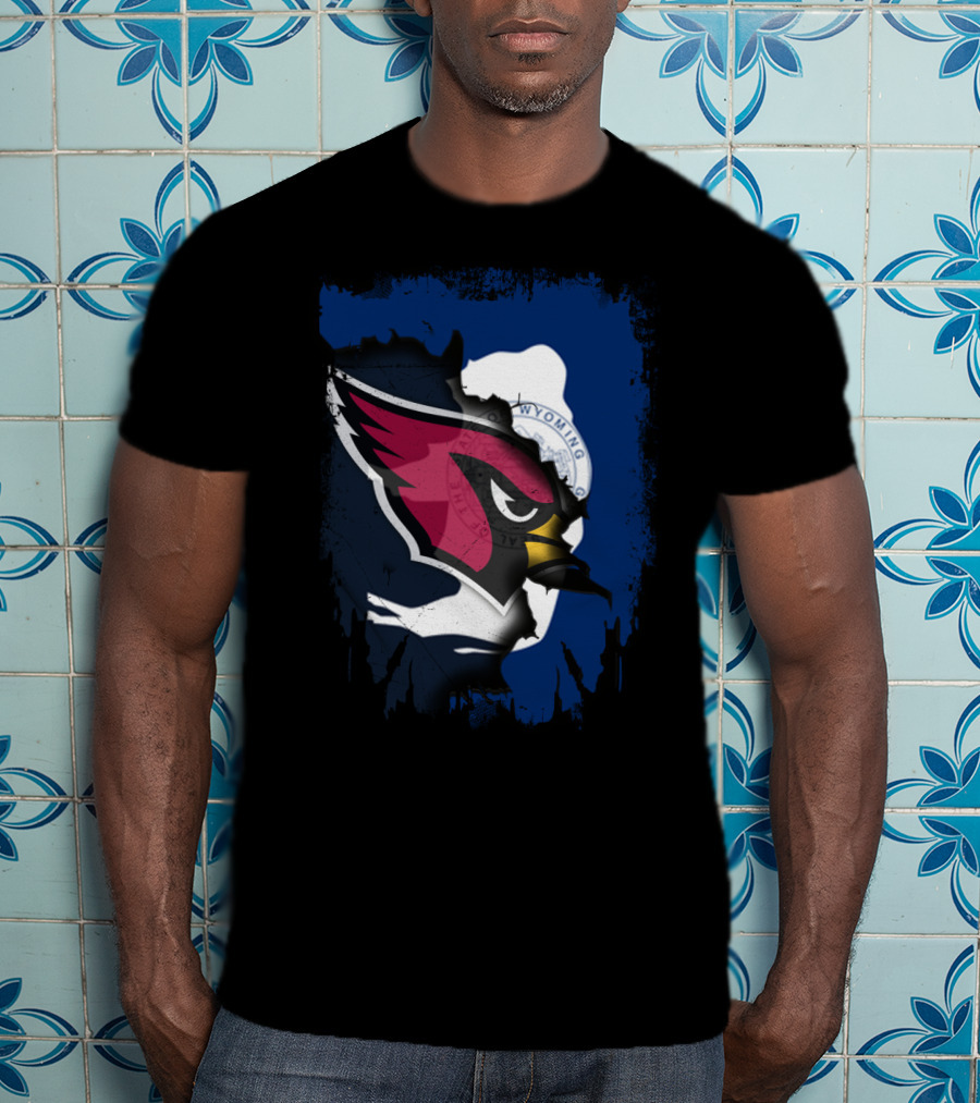 Wyoming State With Cardinals Logo Fusion T-Shirt