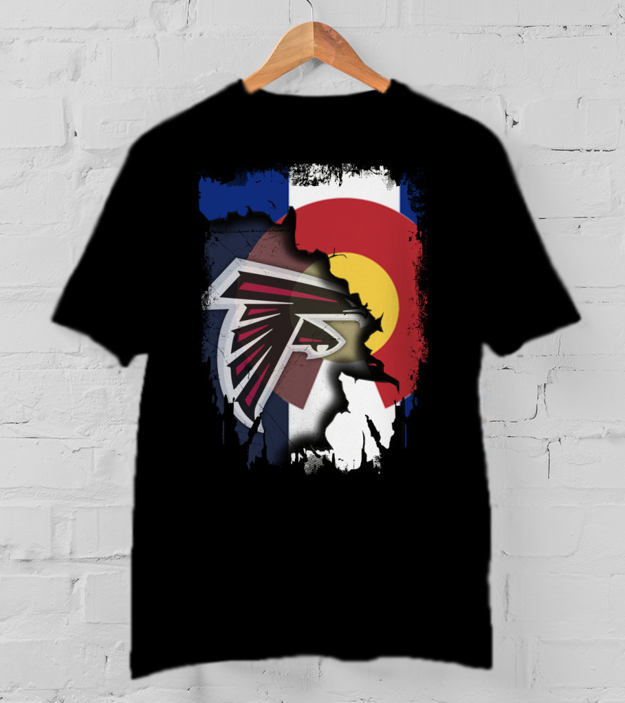 Together Colorado Falcons With State Flag And Atlanta Falcons Logo Fusion T-Shirt