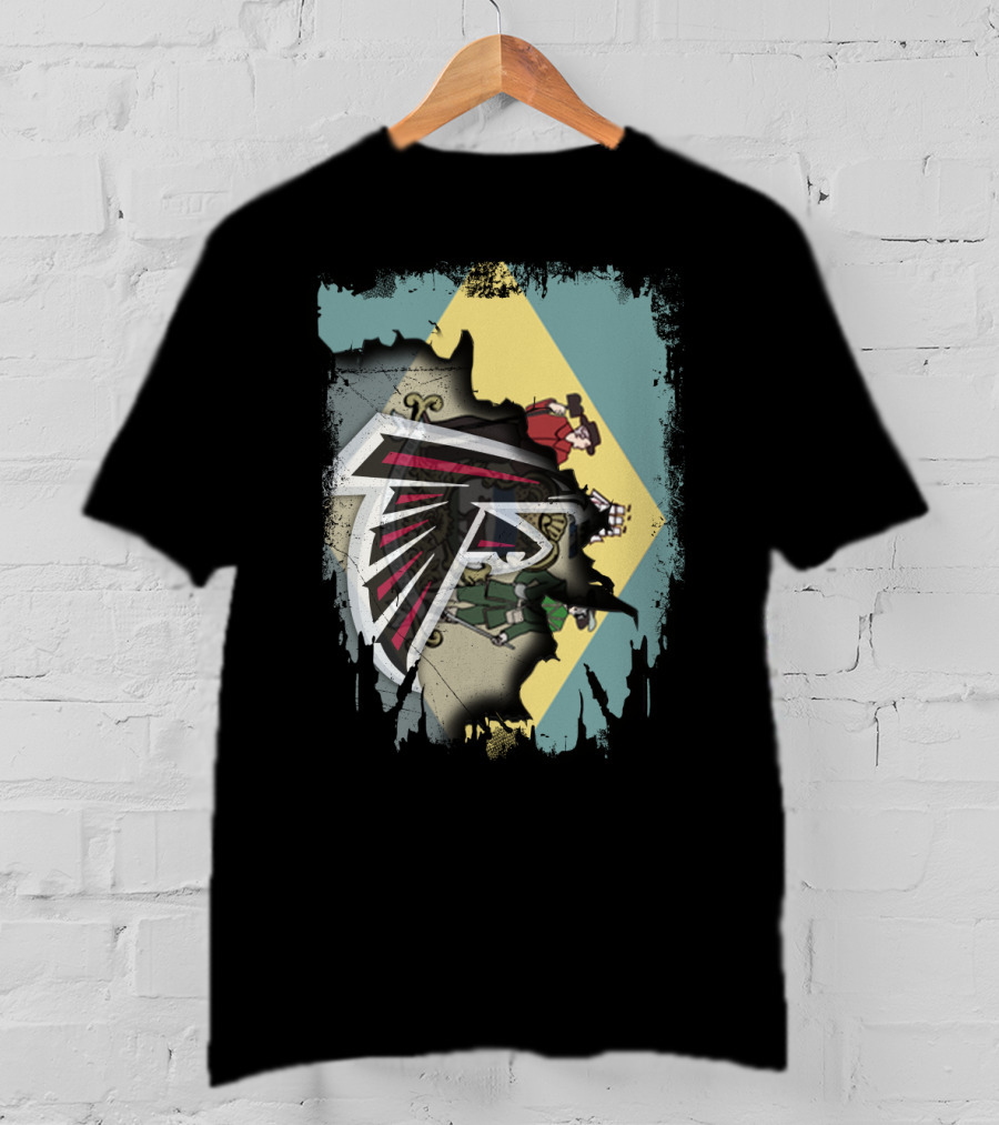 Together Delaware With Falcons Atlanta Sports Logo And State Flag Overlay T-Shirt