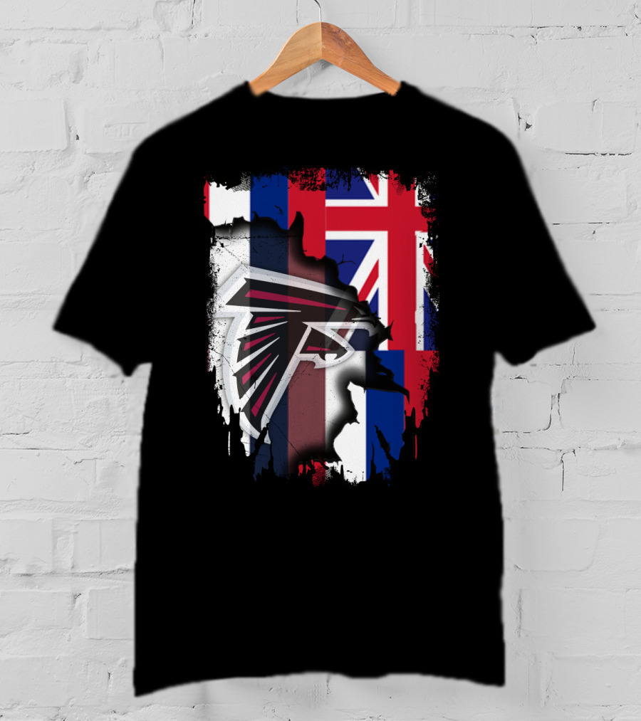 Hawaii Flag Blended With Atlanta Falcons Logo Together T-Shirt