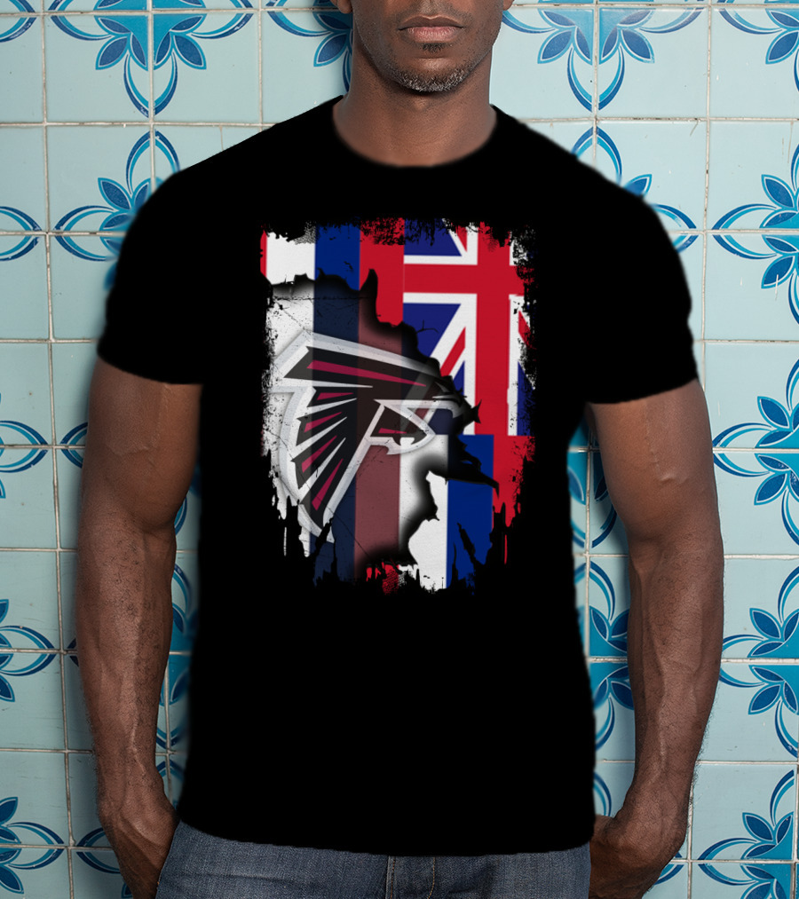 Hawaii Flag Blended With Atlanta Falcons Logo Together T-Shirt