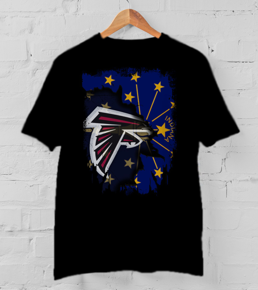 Indiana State Flag With Atlanta Falcons Logo Together T-Shirt