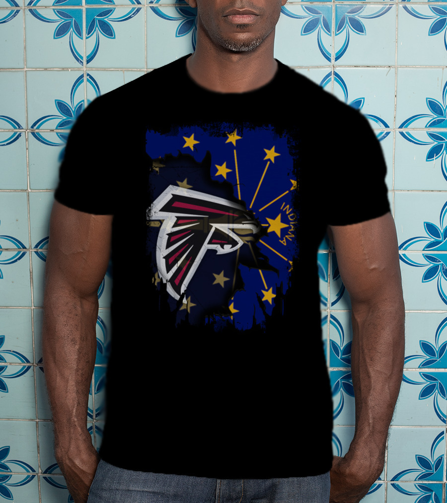 Indiana State Flag With Atlanta Falcons Logo Together T-Shirt