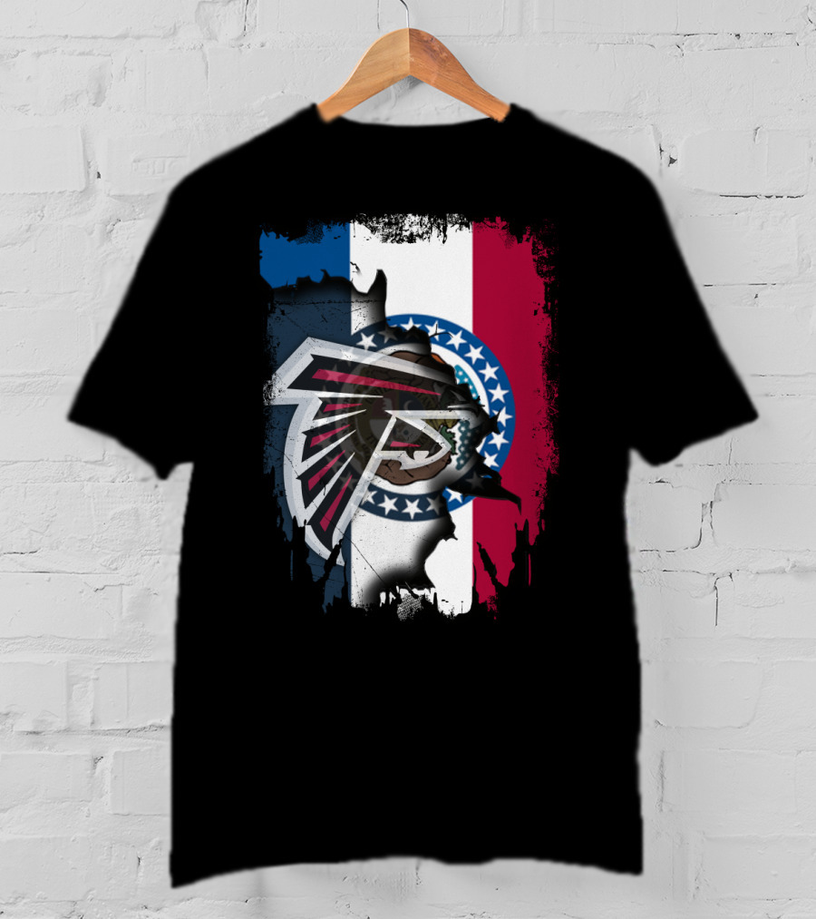 Together Missouri With Atlanta Falcons Blended With State Flag T-Shirt