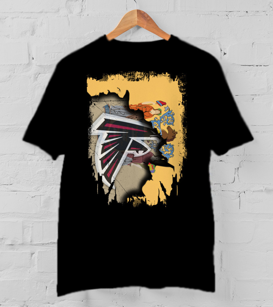 Together New Jersey With Falcons Atlanta Football Logo And State Flag Burst T-Shirt