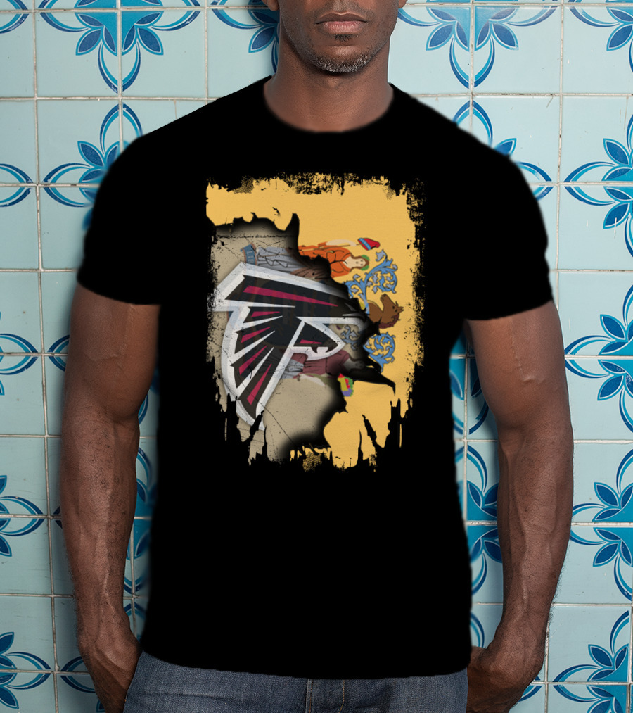 Together New Jersey With Falcons Atlanta Football Logo And State Flag Burst T-Shirt