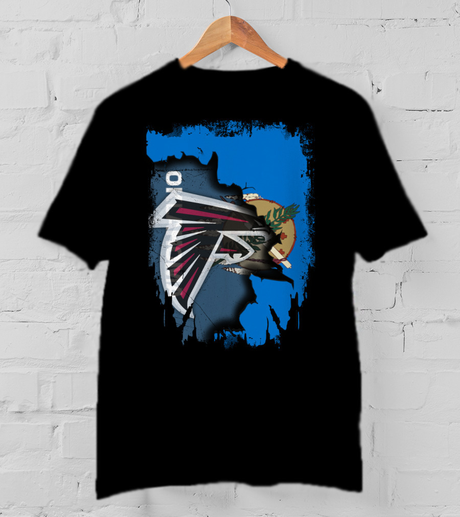 Oklahoma Falcons Logo Blended With State Flag T-Shirt