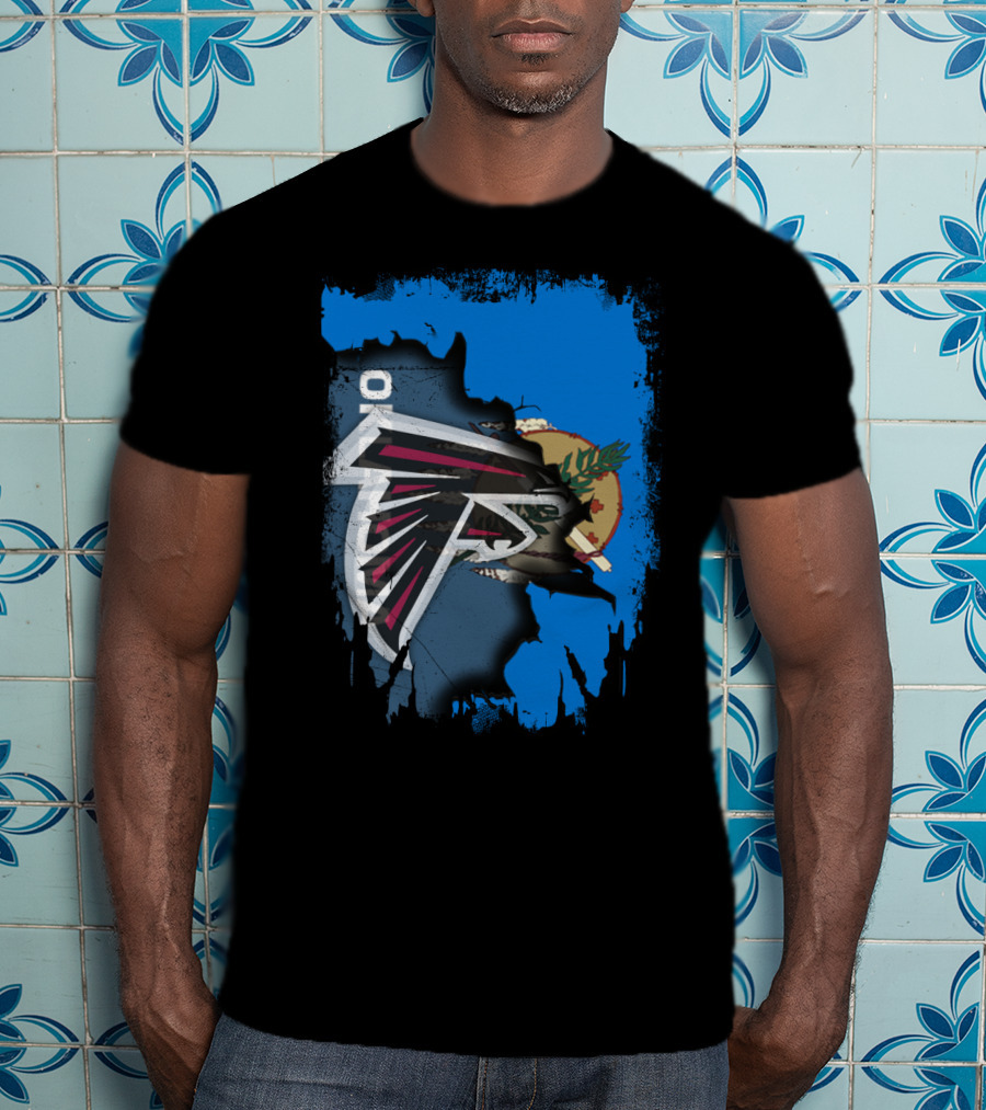 Oklahoma Falcons Logo Blended With State Flag T-Shirt