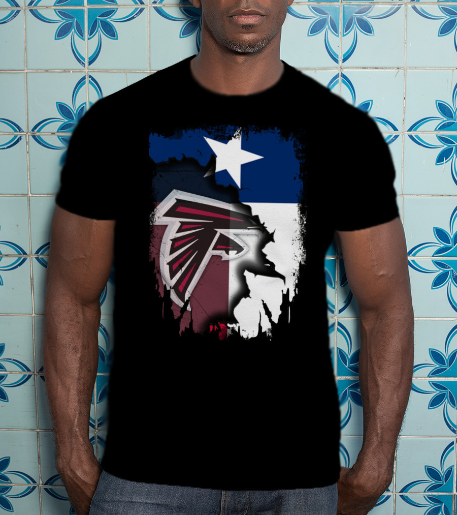 Texas State Flag Combined With Atlanta Falcons T-Shirt