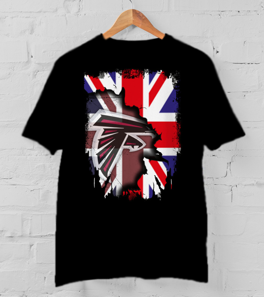 United Kingdom Flag With Falcons Logo Together T-Shirt