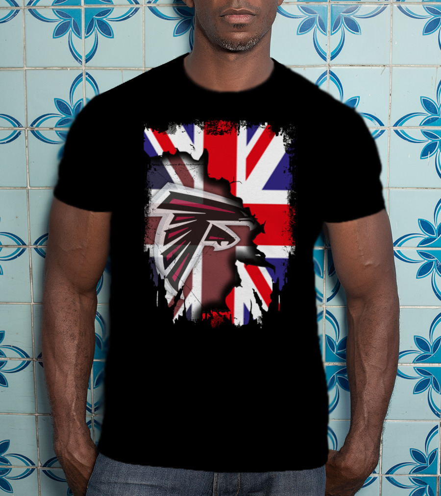 United Kingdom Flag With Falcons Logo Together T-Shirt