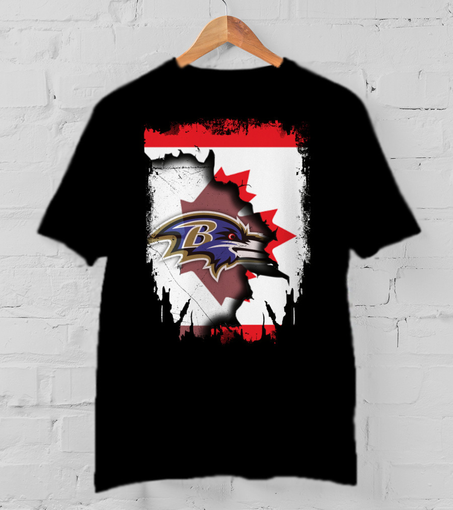Together Canada Baltimore Ravens Logo Canadian Flag T-Shirt