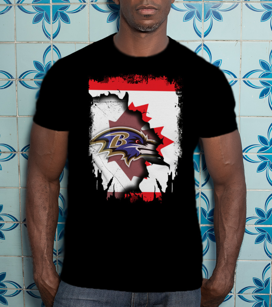 Together Canada Baltimore Ravens Logo Canadian Flag T-Shirt