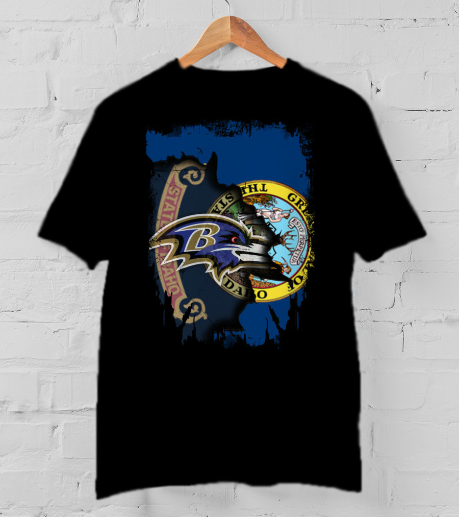 Together Idaho State Seal And Ravens Dual Emblem T-Shirt