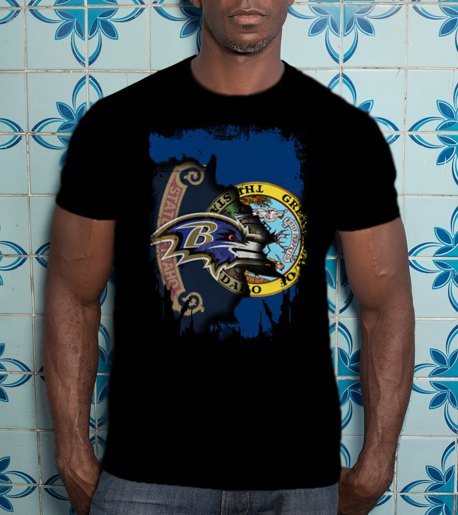 Together Idaho State Seal And Ravens Dual Emblem T-Shirt