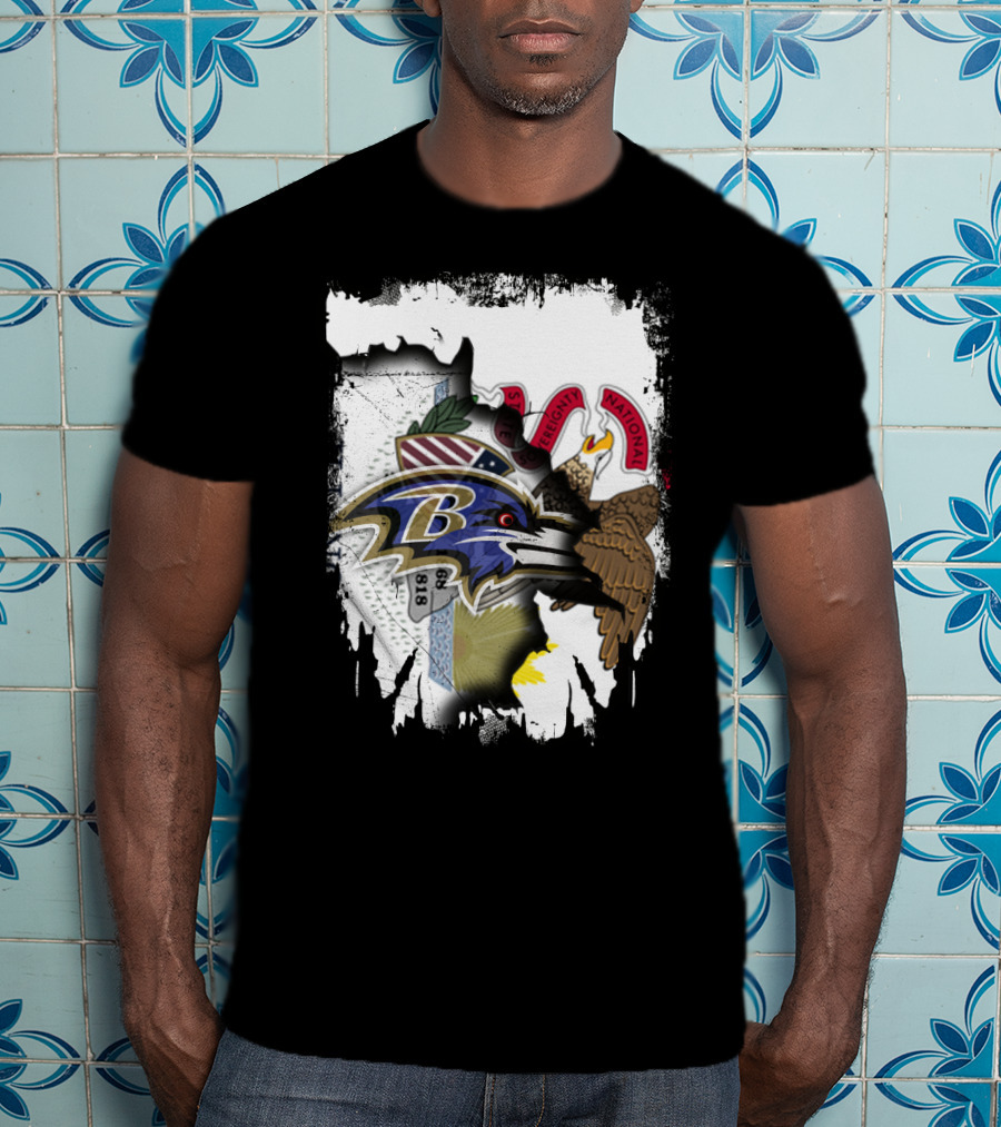 Illinois State Meets Baltimore Ravens Emblem Integration T-Shirt