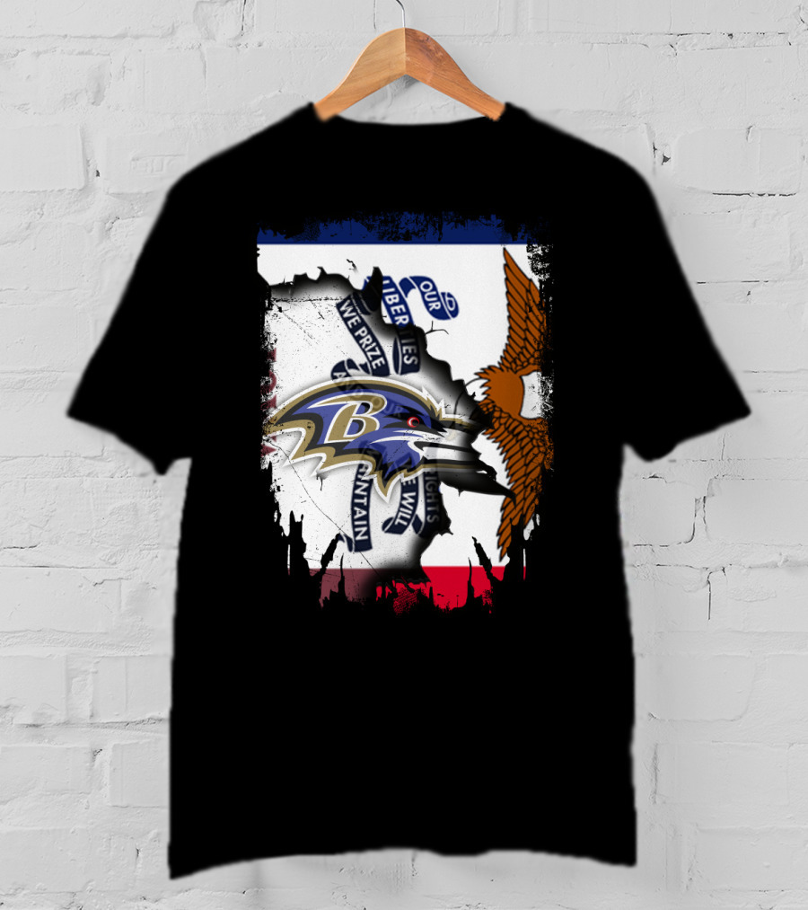 Baltimore Ravens Iowa Flag Tribute Together Forever T-Shirt