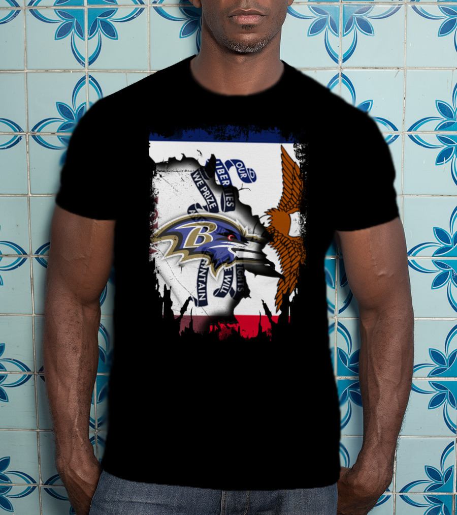 Baltimore Ravens Iowa Flag Tribute Together Forever T-Shirt